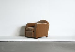 Sedia Club con bracci curvi, imbottita in puro mohair