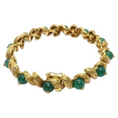 1970s Cartier Paris Green Agate Link Bracelet