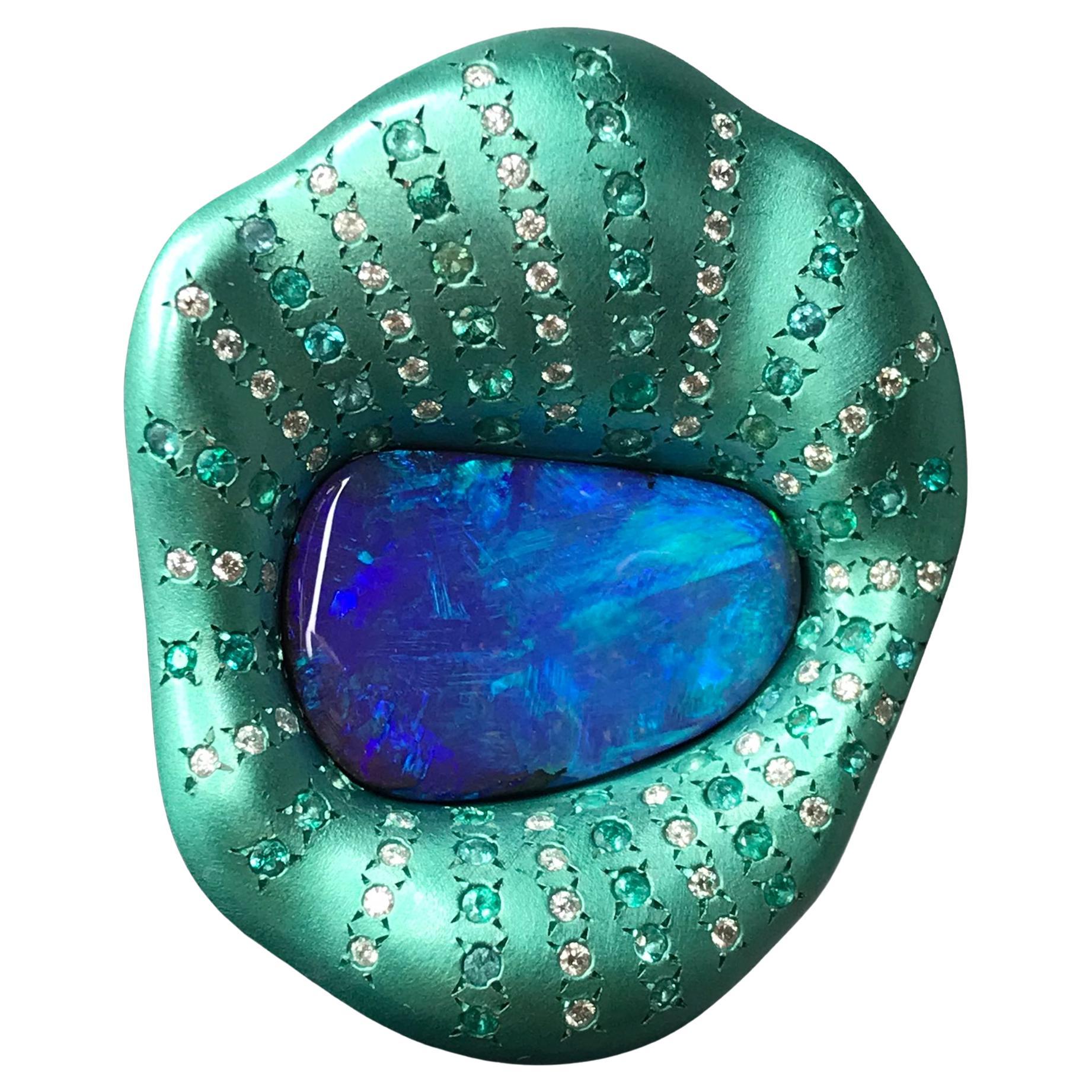 Ring ""Lady Carezza"" mit australischem Opal, Paraiba-Turmalin und Diamanten im Angebot