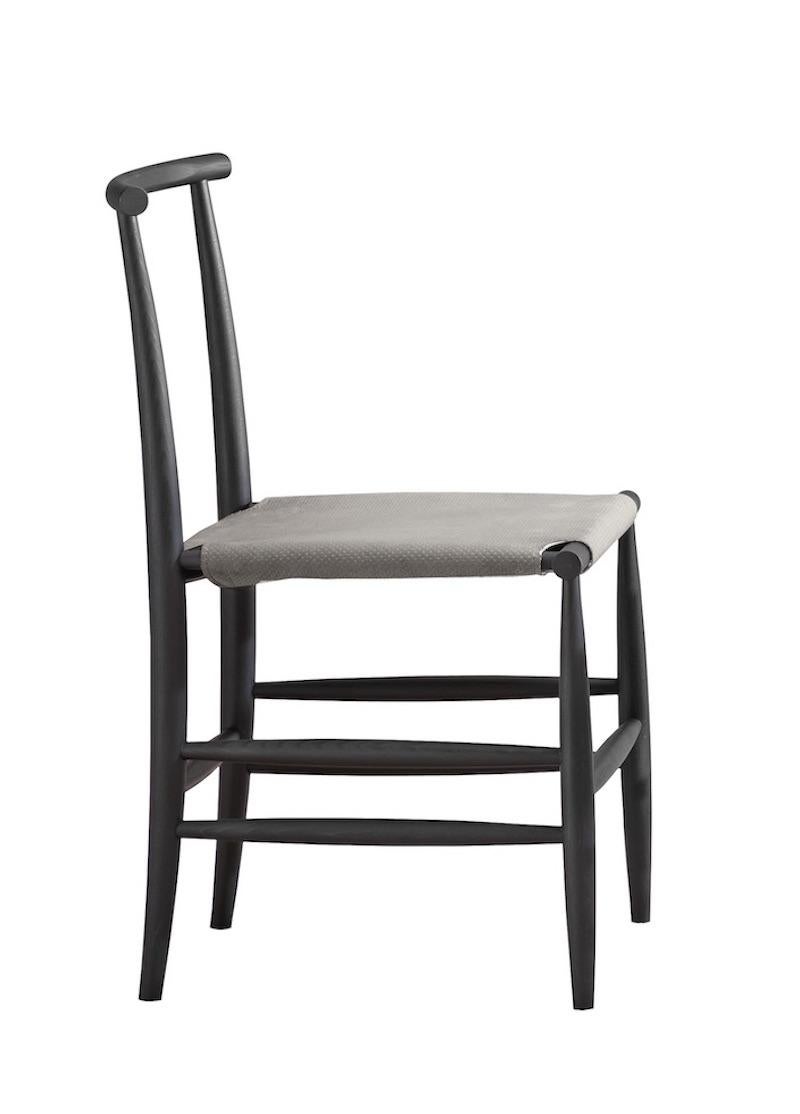 For Sale: Gray (Sponge Gray) Pelleossa Chair in Black Wood, Upholstered Seat, by Francesco Faccin 2