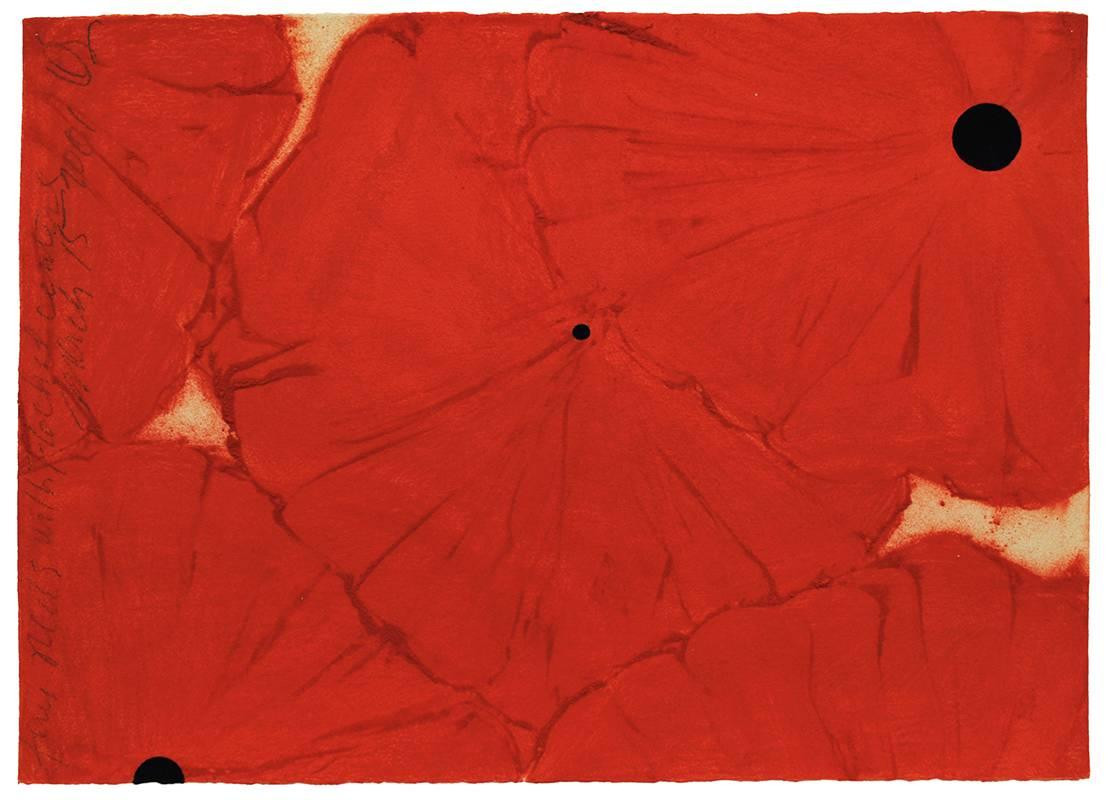 Donald Sultan Landscape Art - Five Reds with Flocked Centers, March 15, 2001
