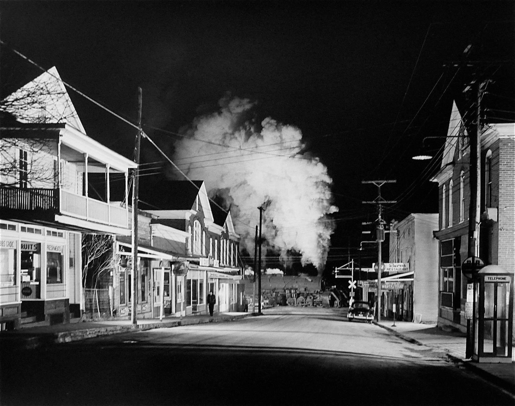 O. Winston Link Black and White Photograph - Office Painter Patrols Main Street, Stanley, Virginia