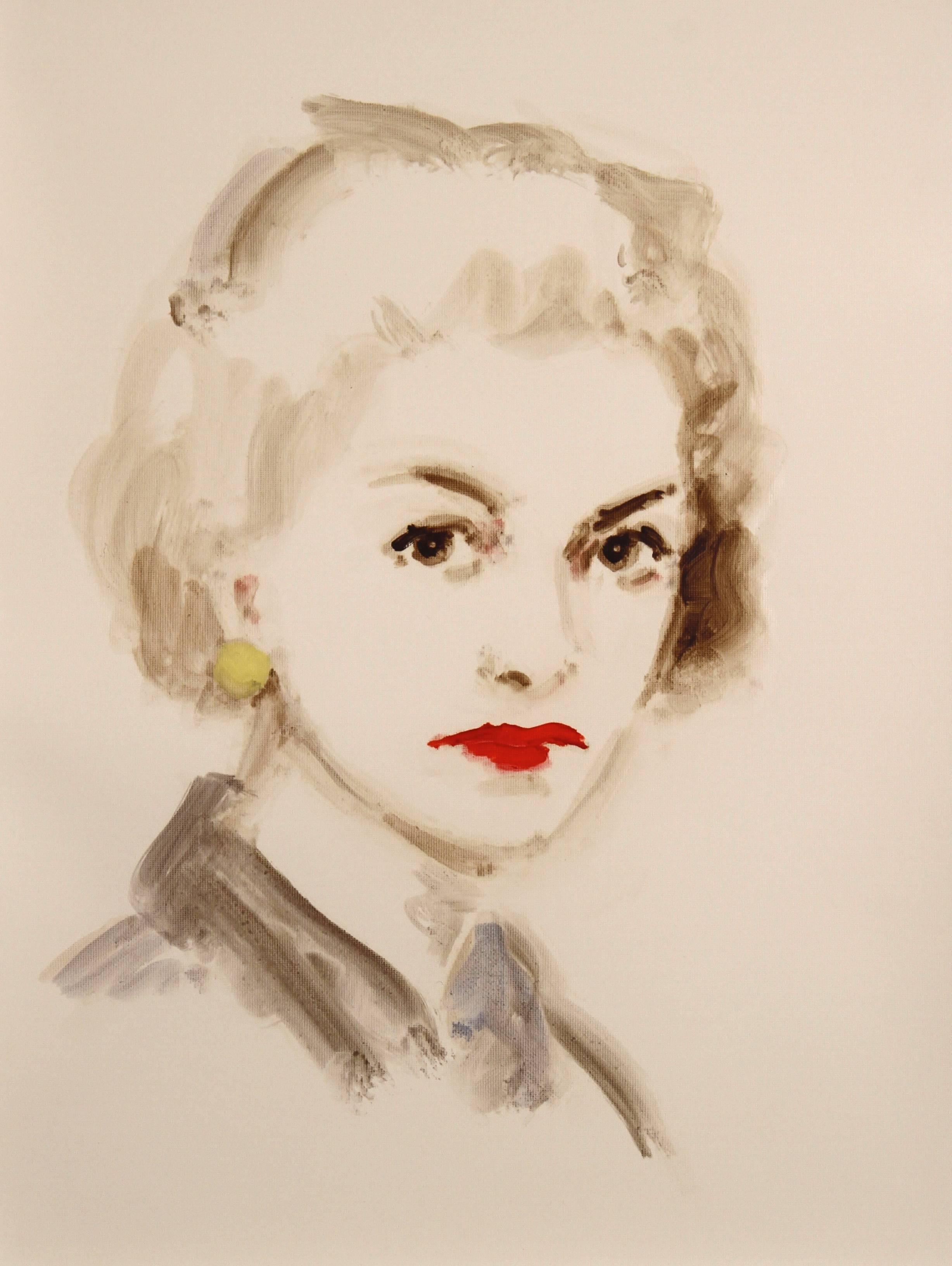 Annie Kevans Portrait Painting - Coco Chanel, from the series "Collaborators"