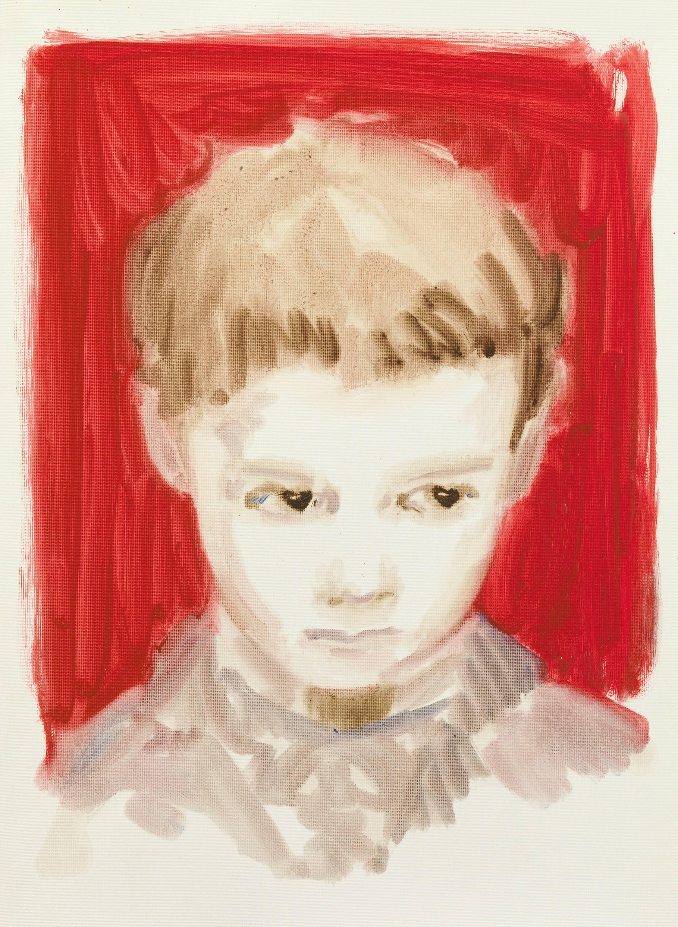 Annie Kevans Portrait Painting - Eston Hemings in Red, from the series "All the Presidents' Children"