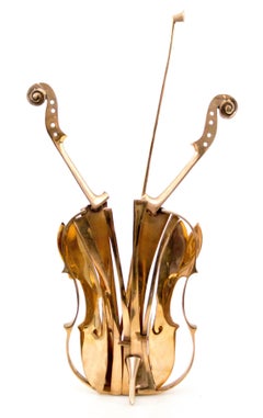 Arman -  "Venezia" - Scultura di violino in bronzo dorato