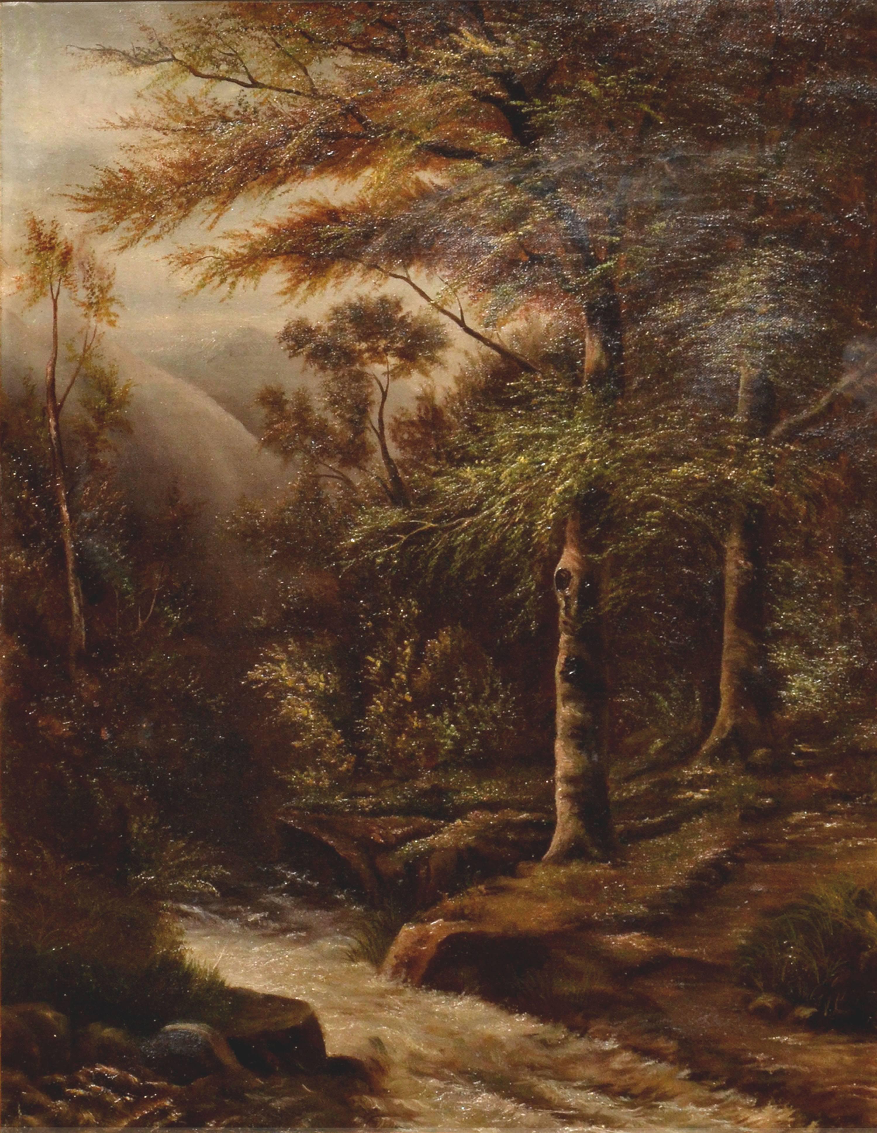 Hudson River Stream, 1888 - Painting by Unknown