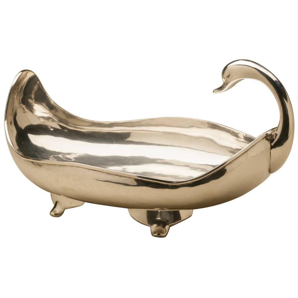 Mexican Sterling Silver "Swan" Centerpiece Bowl by Zurita For Sale