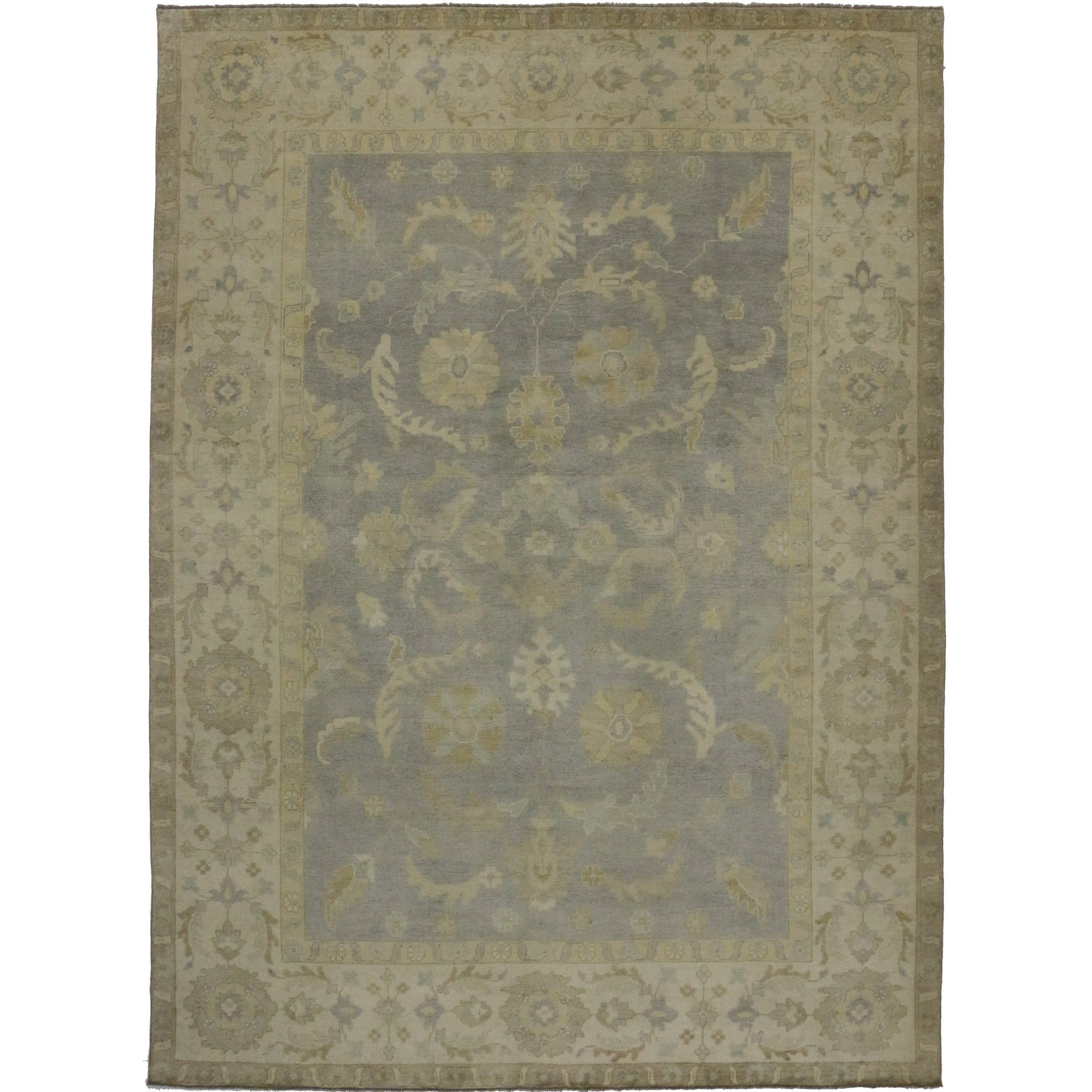 Contemporary Turkish Oushak Rug, Charcoal And Lavender Oushak Area Rug Contemporary Turkish Oushak Rug, Charcoal And Lavender Oushak Area Rug