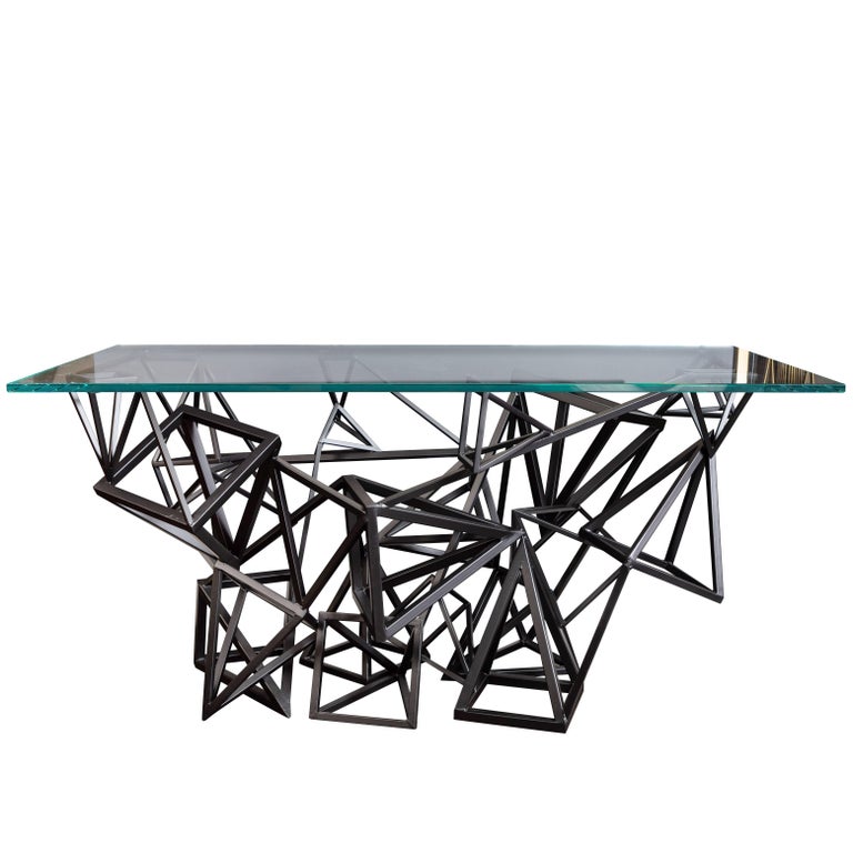 1970s Custom Geometric Metal Table For At 1stdibs 1970s Custom Geometric Metal Table For