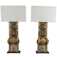 Antique Pair of Architectural Fragment Table Lamps