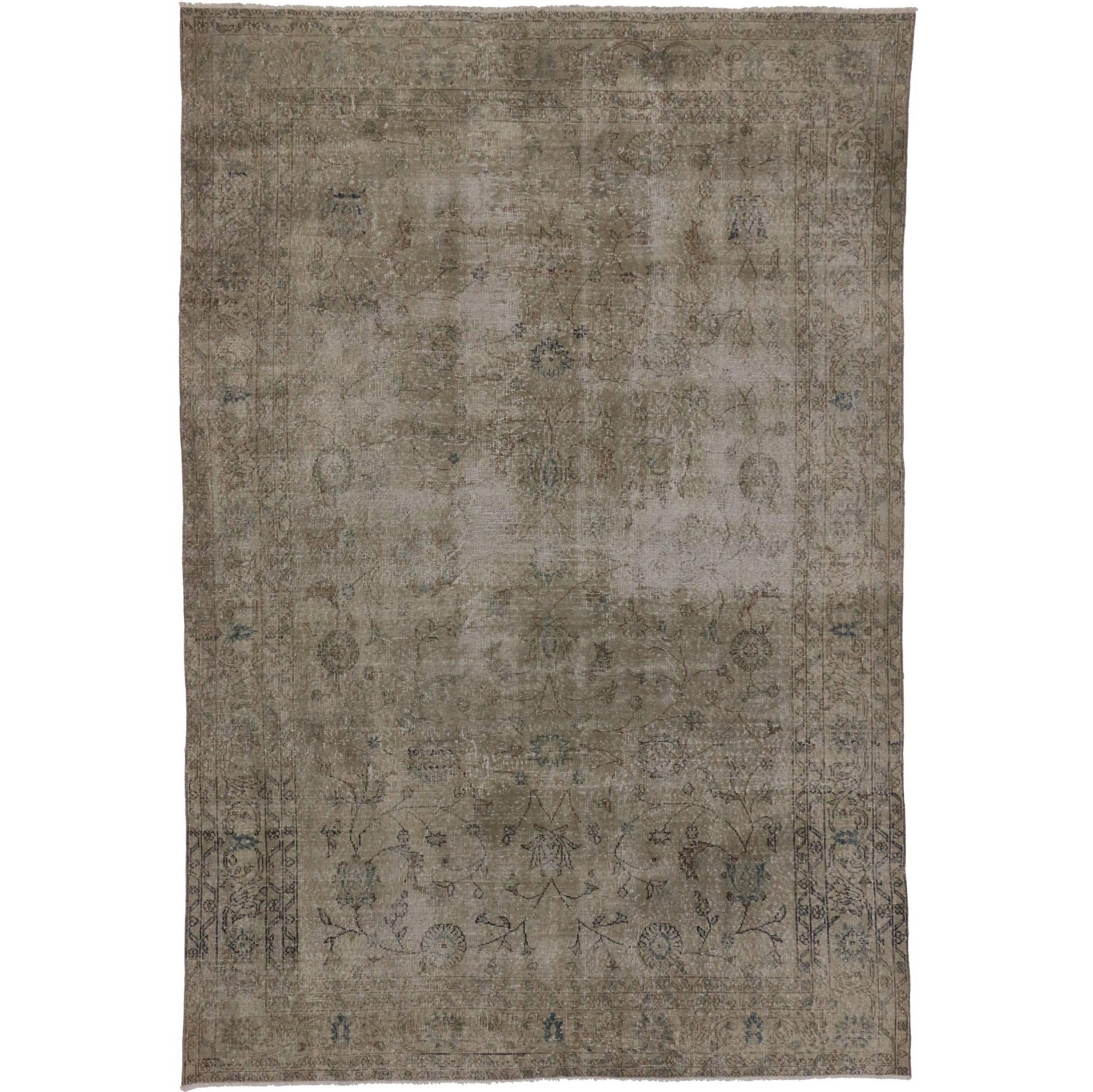 Distressed Vintage Turkish Sivas Rug with Modern Style For Sale 2