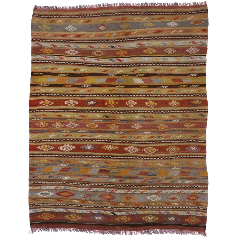 Vintage Turkish Kilim Rug Flat Weave Tribal For At Vintage Turkish Kilim Rug Flat Weave Tribal