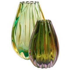 Flavio POLI for Seguso Vetri D'Arte, 'Sommerso a coste' vases