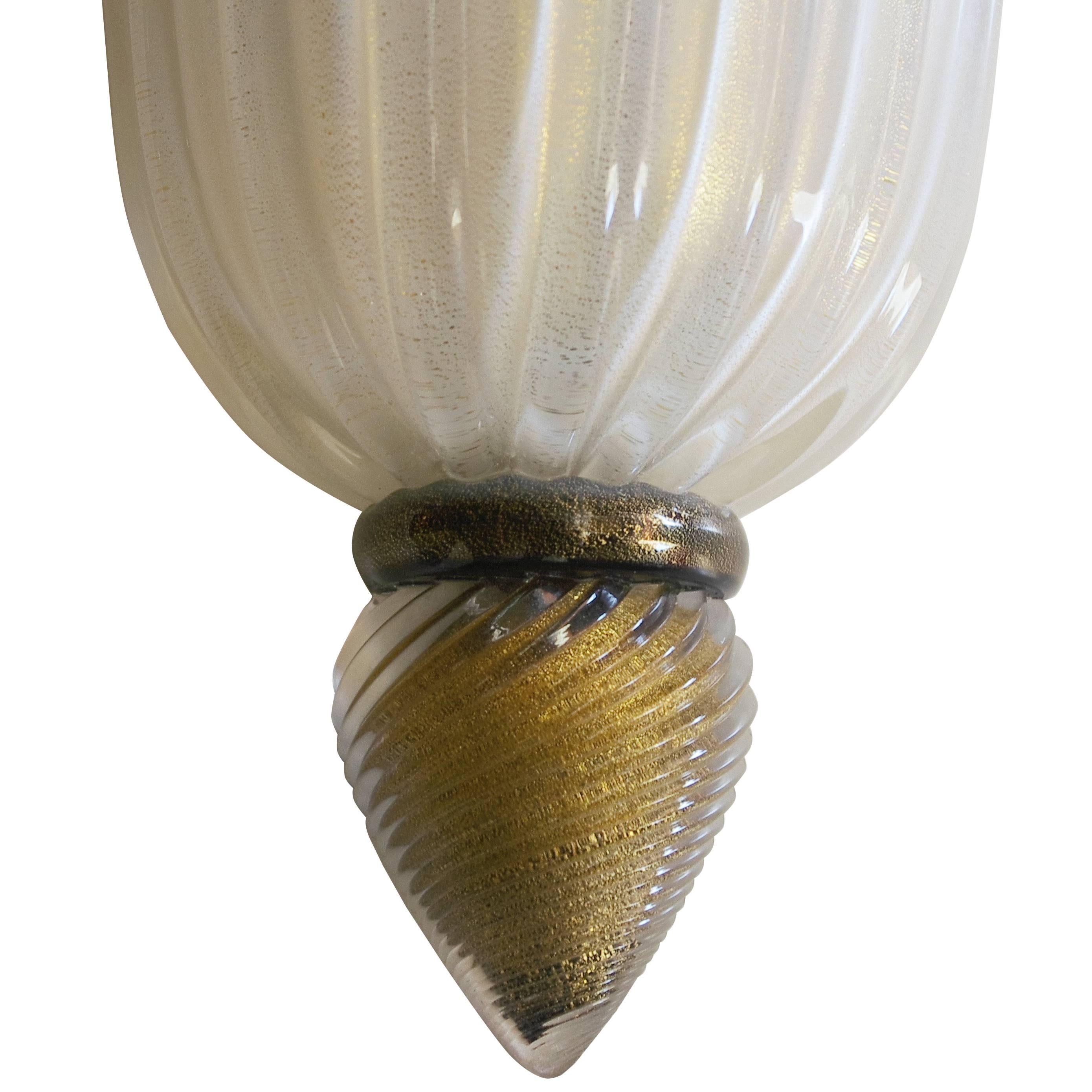 Gold Pair of Shell Sconces by Barovier e Toso