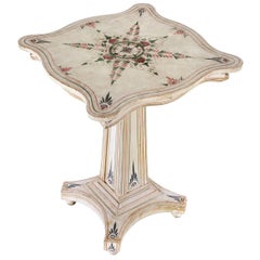 Used Paint-Decorated American Pedestal Table with Toleware Style Decoration