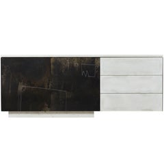Concrete, Steel, Wood, Painted C-210 Cantilevered Credenza with Drawn Faces