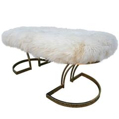 1970s Brass Bench with Sheepskin Seat 12