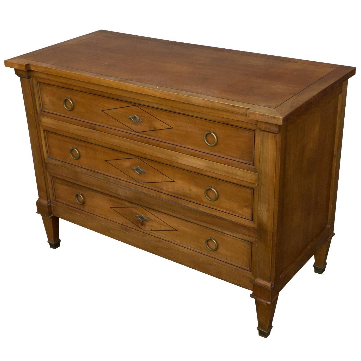 French 1940s Directoire Style Fruitwood Chest of Drawers For Sale