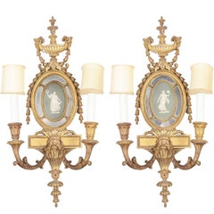 Carved Giltwood and Wedgwood Wall Appliques, 19th Century