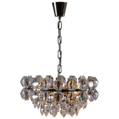 Hand-Cut Crystal-Glass Stones Chandelier by Woka Lamps, Vienna, 1960