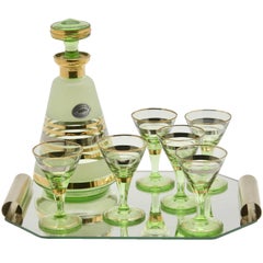 Liqueur Set "Glass Factory the Rupel" Belgium Sticker with the Name Boom, 1935