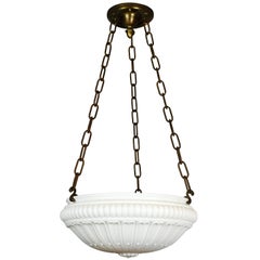 Brass Three-Chain Chandelier with Glass Bowl