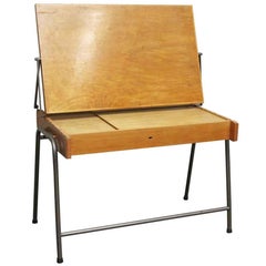 1960s French Mid-Century Modern Adjustable Drafting Table Desk