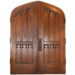1920s Oak Wine Cellar Double Entry Doors With Gothic Arch At 1stdibs Arched Gothic Oak Double Doors
