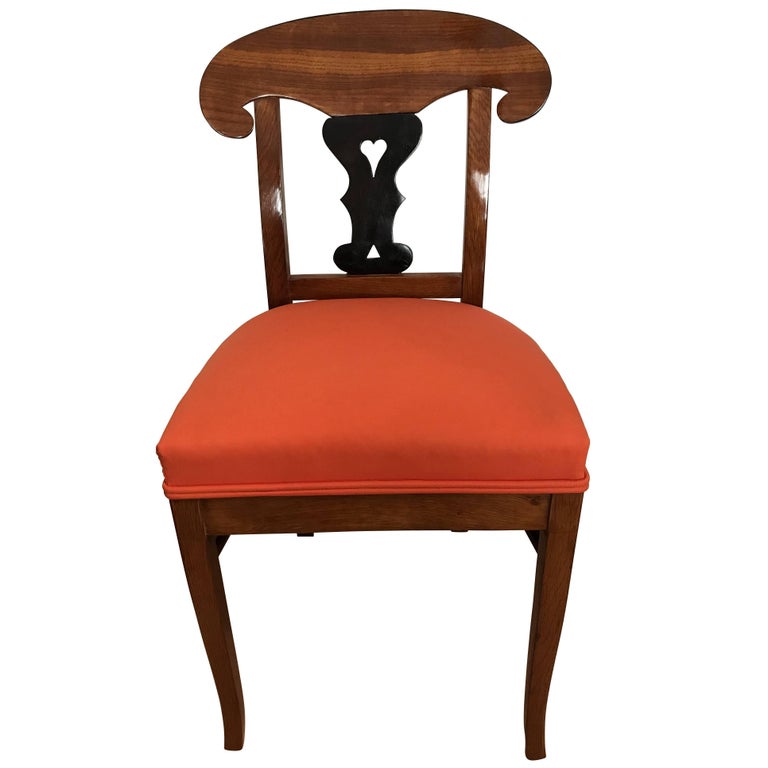 Biedermeier Shovel Chair, Ash with ebonized Heart Decor, East Germany