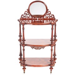 Quality Victorian Burr Walnut Three-Tier Whatnot