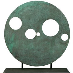 Harry Bertoia Patinated Solid Bronze Gong Sculpture, USA, 1970s