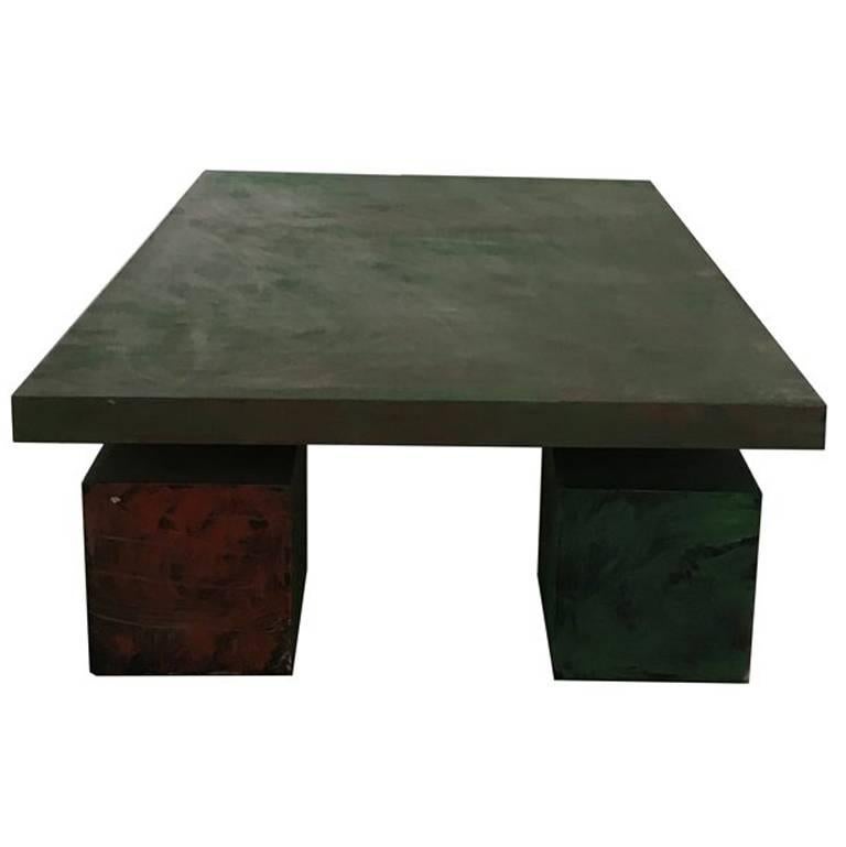 Italian Coffee Table With Tile Top Mid 20th Century For Mid 20th Century Modern Rectangular Black And Green Wood Coffee Table Delagneau