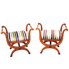 Antique 19th Century Pair of Walnut Window Seats