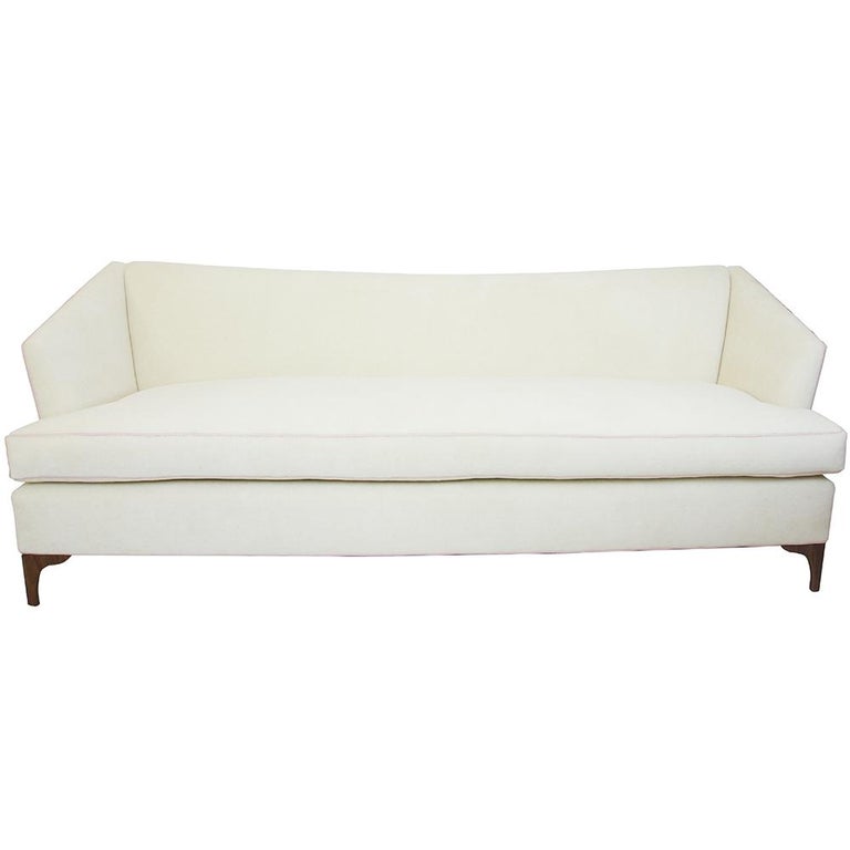 Contemporary Single Cushion Sofa For At 1stdibs Our Single Cushion Olson Sofa Is Upholstered In Alpaca With Pink Velvet Trim Maple And