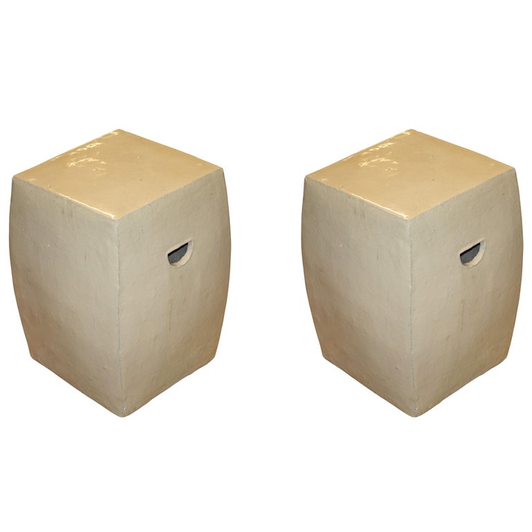 Pair of Porcelain Glazed Stools, China, Contemporary For Sale