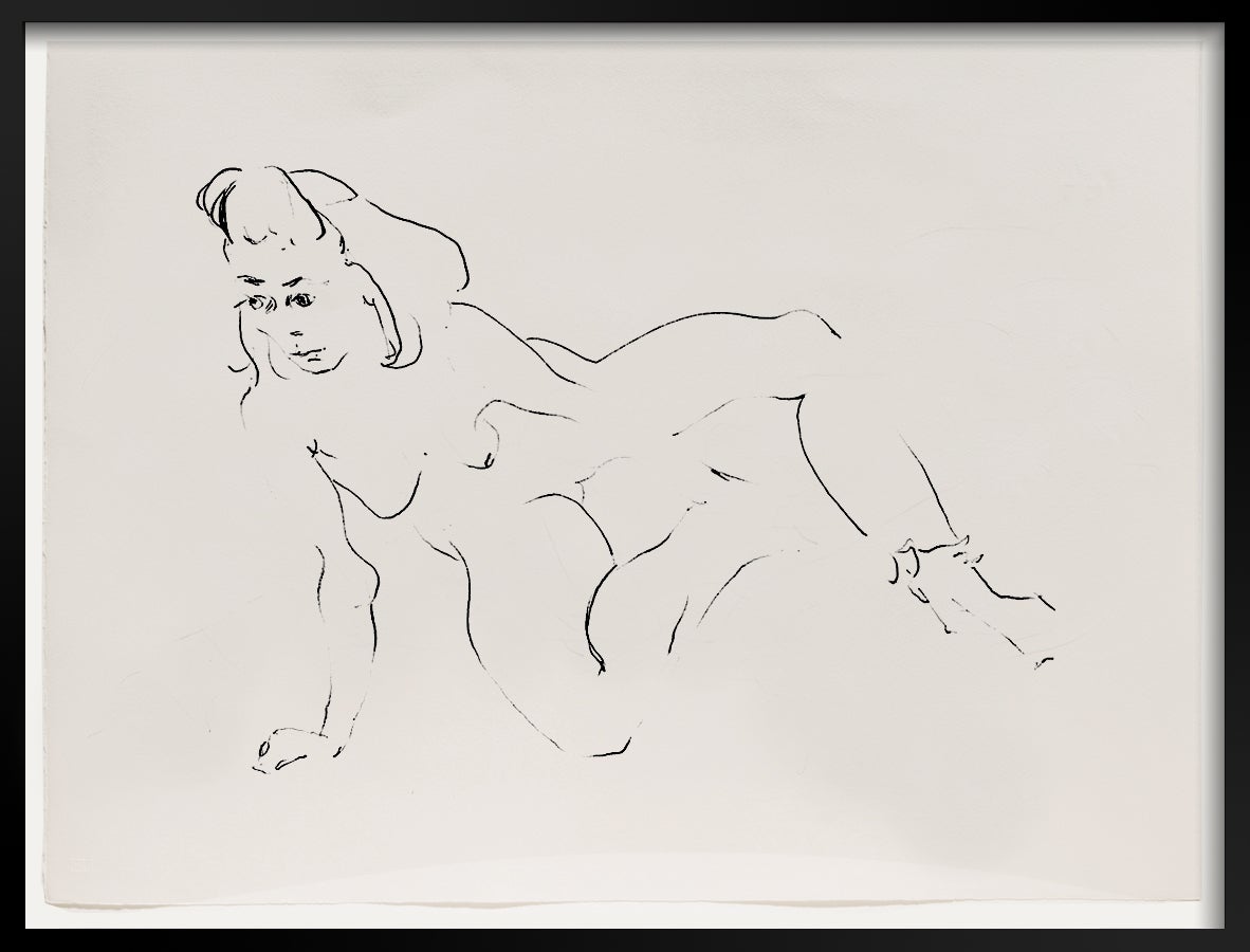 Set of 2 - Framed Female Fluid Nudes by Barry Flanagan RA OBE, signed - c1990