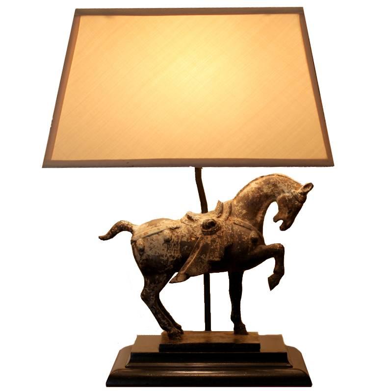 Lamp with Vintage Horse Sculpture Base
