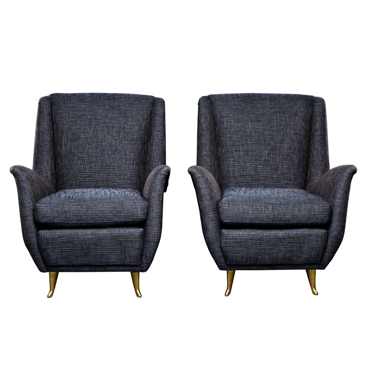 Pair of Midcentury Italian Paolo Buffo Style Armchairs