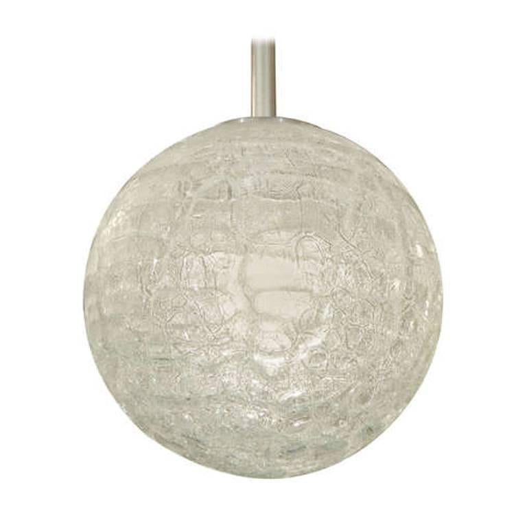 Large Doria Organic Crackle Glass Globe Pendant For Sale