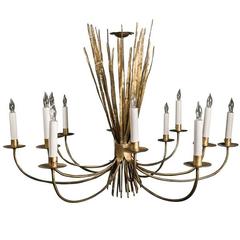 Gilt Metal Grass Chandelier 1