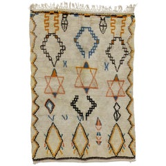 Jewish Boho Chic Vintage Judaica Moroccan Rug with Stars of David 2