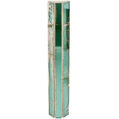 Trilogy Long Wall Sconce Art Glass Sage Silver Glass Sheets Metal Body