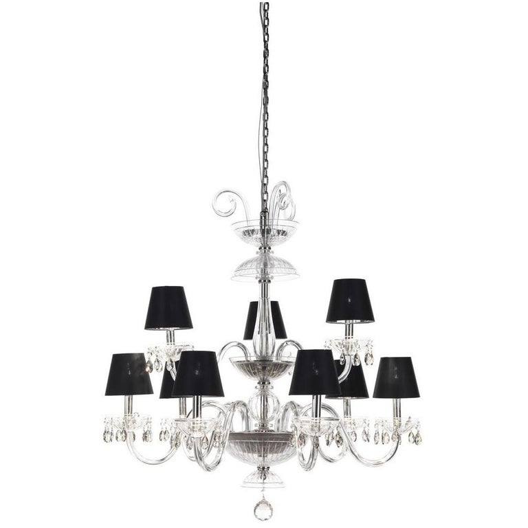 Gianfranco Ferré Teti Chandelier In Steel And Glass With Black Gianfranco Ferré Teti Chandelier In Steel And Glass With Black Shades For