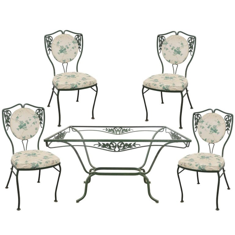 Salterini Wrought Iron Patio Dining Set Table Four Chairs Garden Salterini Wrought Iron Patio Dining Set Table Four Chairs Garden Furniture For