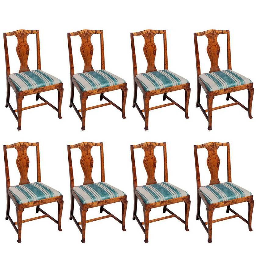 Swedish Set of Eight Dining Chairs For Sale