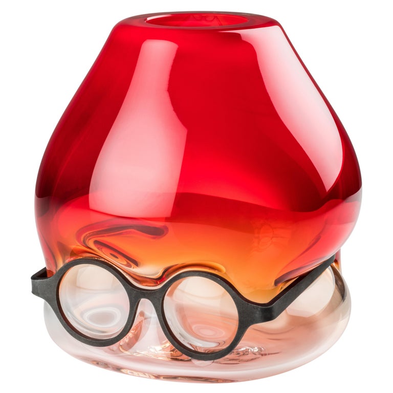 Venini 'Where Are My Glasses?' Glass Vase in Red and Crystal by Ron Arad For Sale