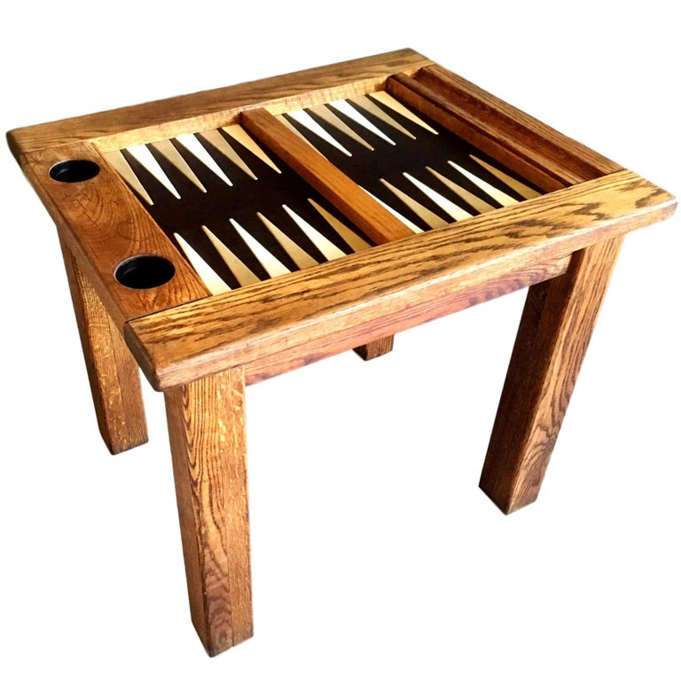 Vintage Suede Backgammon Table At 1stdibs Vintage Oak Backgammon Table With Leather Top