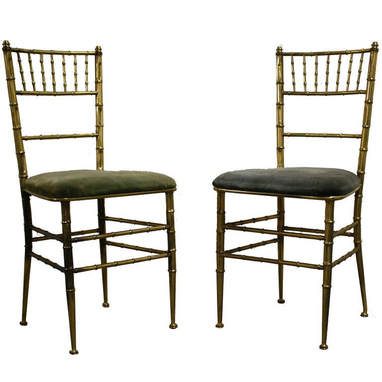 Pair Of Br Faux Bamboo Dining Chairs Italy 1960s At 1stdibs Pair Of Br Faux Bamboo Dining Chairs Italy 1960s For