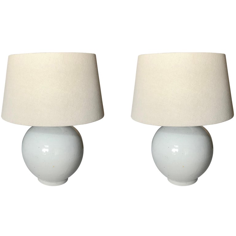 White Pair of Lamps, China, Contemporary For Sale