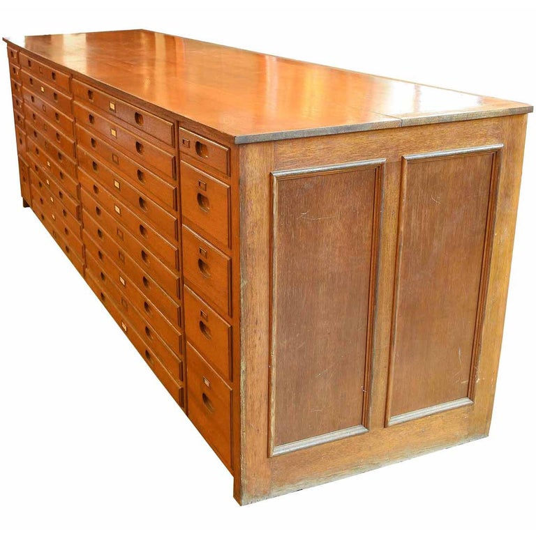 Oak flat file cabinet for sale at 1stdibs